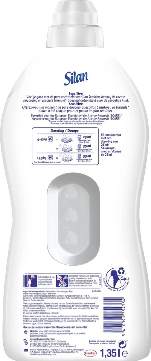Silan Sensitive Wasverzachter - Baby en Gevoelige Huid - Grootverpakking - 54 wasbeurten Silan Sensitive Wasverzachter - Baby En Gevoelige Huid - Grootverpakking - 54 Wasbeurten -Huishoudelijke Artikelen Winkel