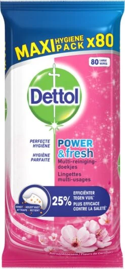 Dettol - Schoonmaakdoekjes - Power & Fresh - Kersenbloesem - 80 Stuks X8 -Huishoudelijke Artikelen Winkel 558x1200 3