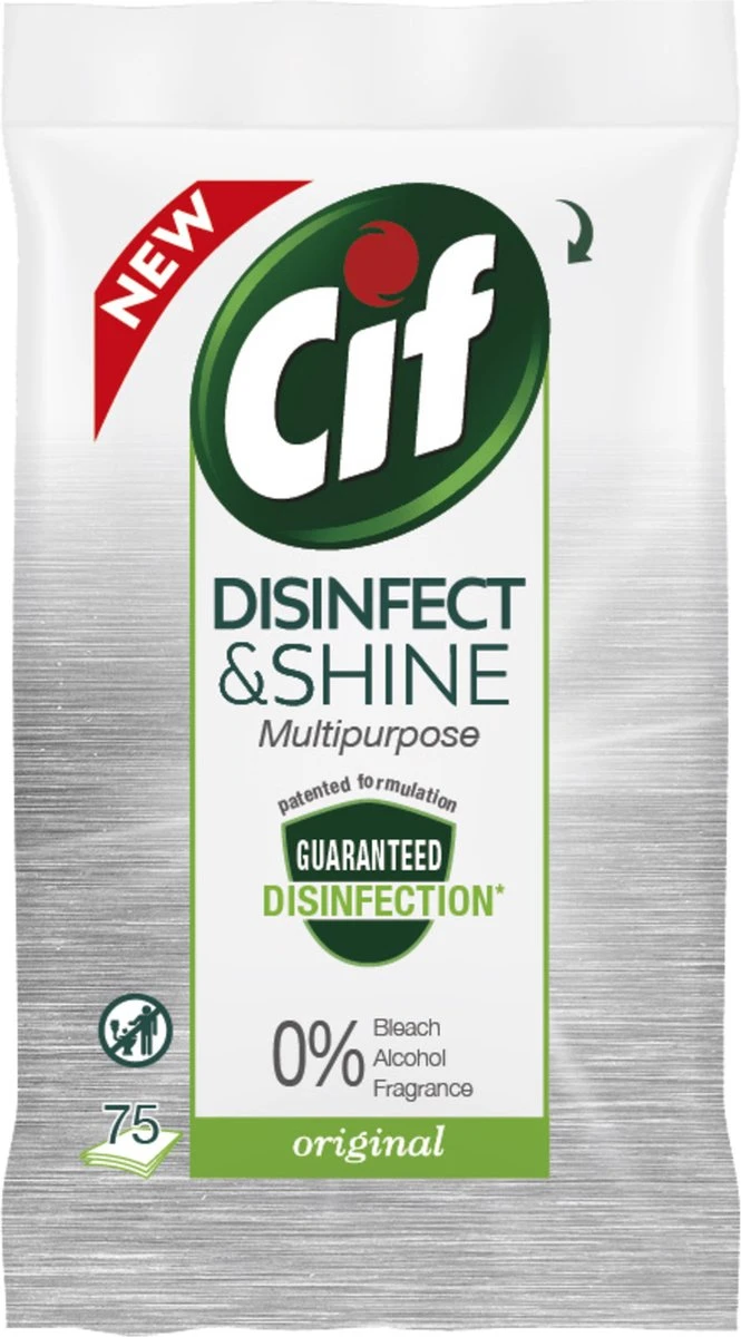 Cif Disinfect & Shine Wipes doden 99,99% van de bacteriën Original desinfecterende schoonmaakdoekjes, van 100% biologisch afbreekbaar textiel 5 x 75 doekjes Cif Disinfect & Shine Wipes Doden 99,99% Van De Bacteriën Original Desinfecterende Schoonmaakdoekjes, Van 100% Biologisch Afbreekbaar Textiel 5 X 75 Doekjes -Huishoudelijke Artikelen Winkel 665x1200 1