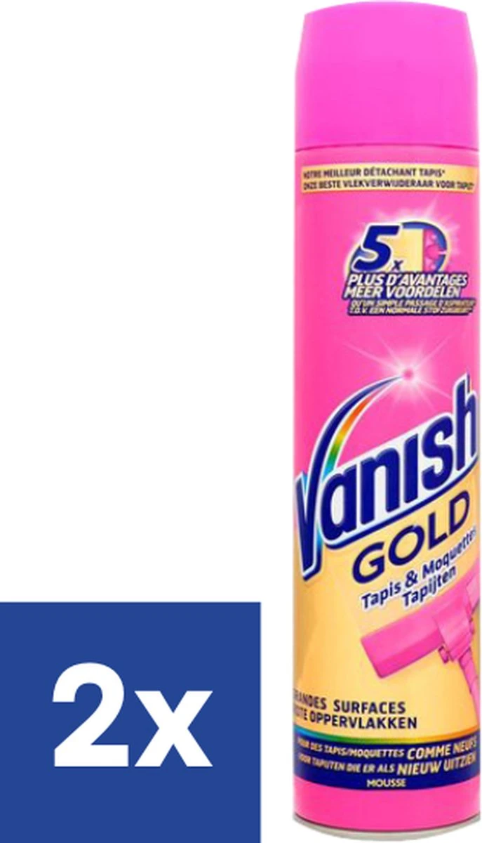 Vanish Oxi Action Gold Tapijt Mousse - 600 mL x2 Vanish Oxi Action Gold Tapijt Mousse - 600 ML X2 -Huishoudelijke Artikelen Winkel