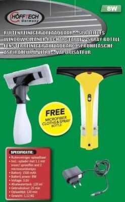 Hofftech Ruitenreiniger Oplaadbaar + Sproeifles -Huishoudelijke Artikelen Winkel 747x1200