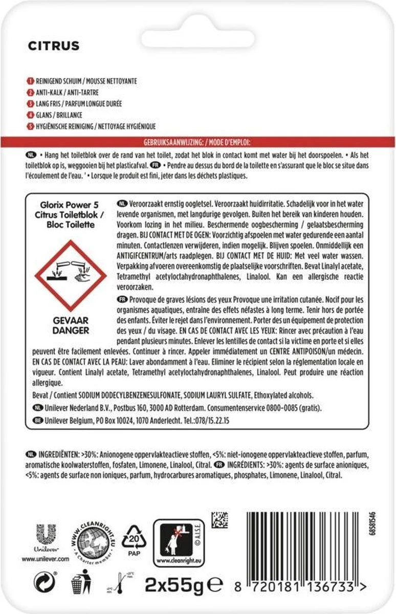 Glorix Power 5 Toiletblokken - Citroen - 7 x 2 stuks - Voordeelverpakking Glorix Power 5 Toiletblokken - Citroen - 7 X 2 Stuks - Voordeelverpakking -Huishoudelijke Artikelen Winkel 774x1200 1
