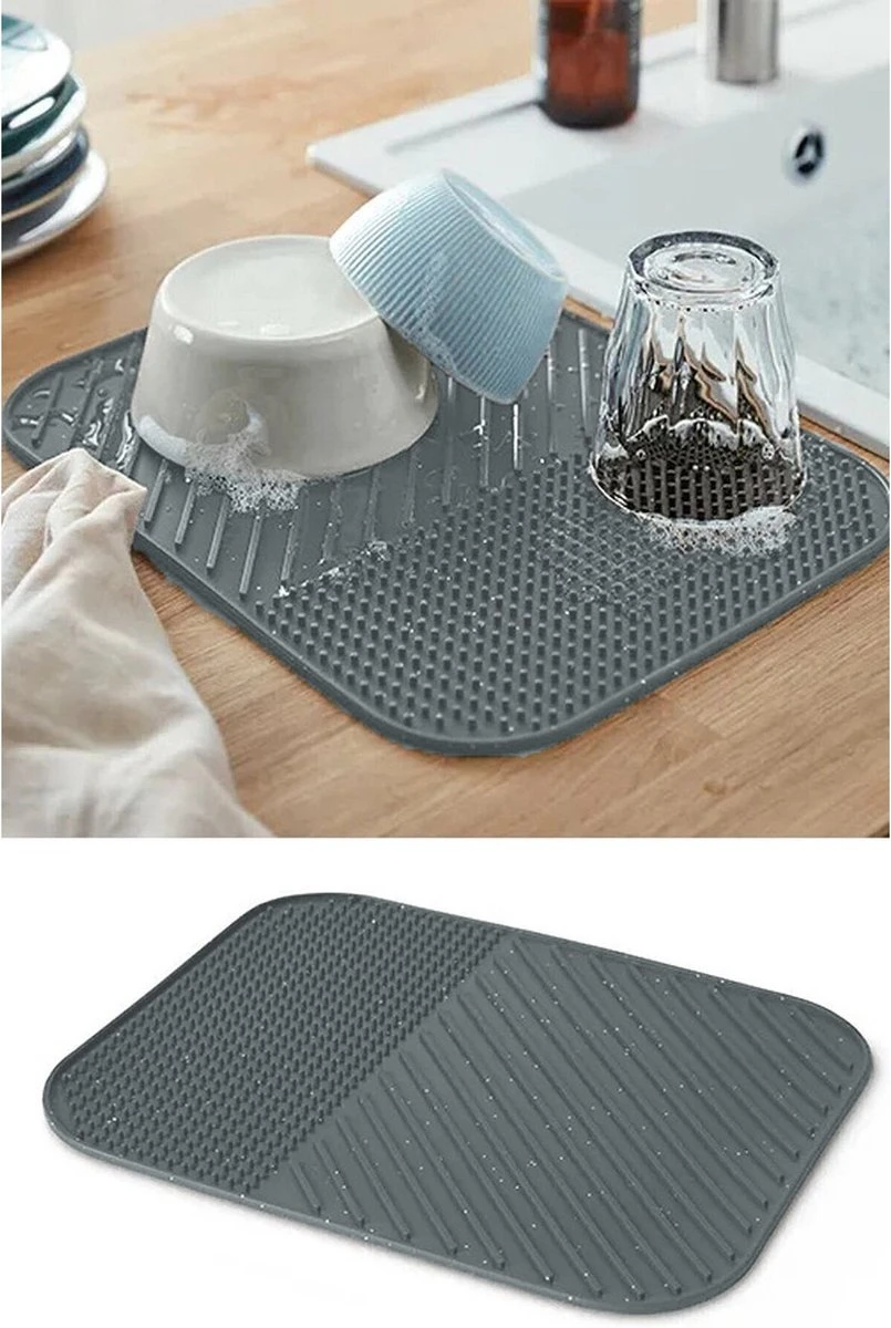 Alpina Afdruipmat - Droogmat - Siliconen - 26,5x34,5 cm - Grijs Alpina Afdruipmat - Droogmat - Siliconen - 26,5x34,5 Cm - Grijs -Huishoudelijke Artikelen Winkel