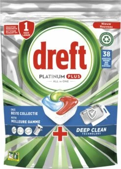 Dreft Platinum Plus All In One Vaatwastabletten - Deep Clean - Voordeelverpakking 4 X 38 Stuks -Huishoudelijke Artikelen Winkel 861x1200