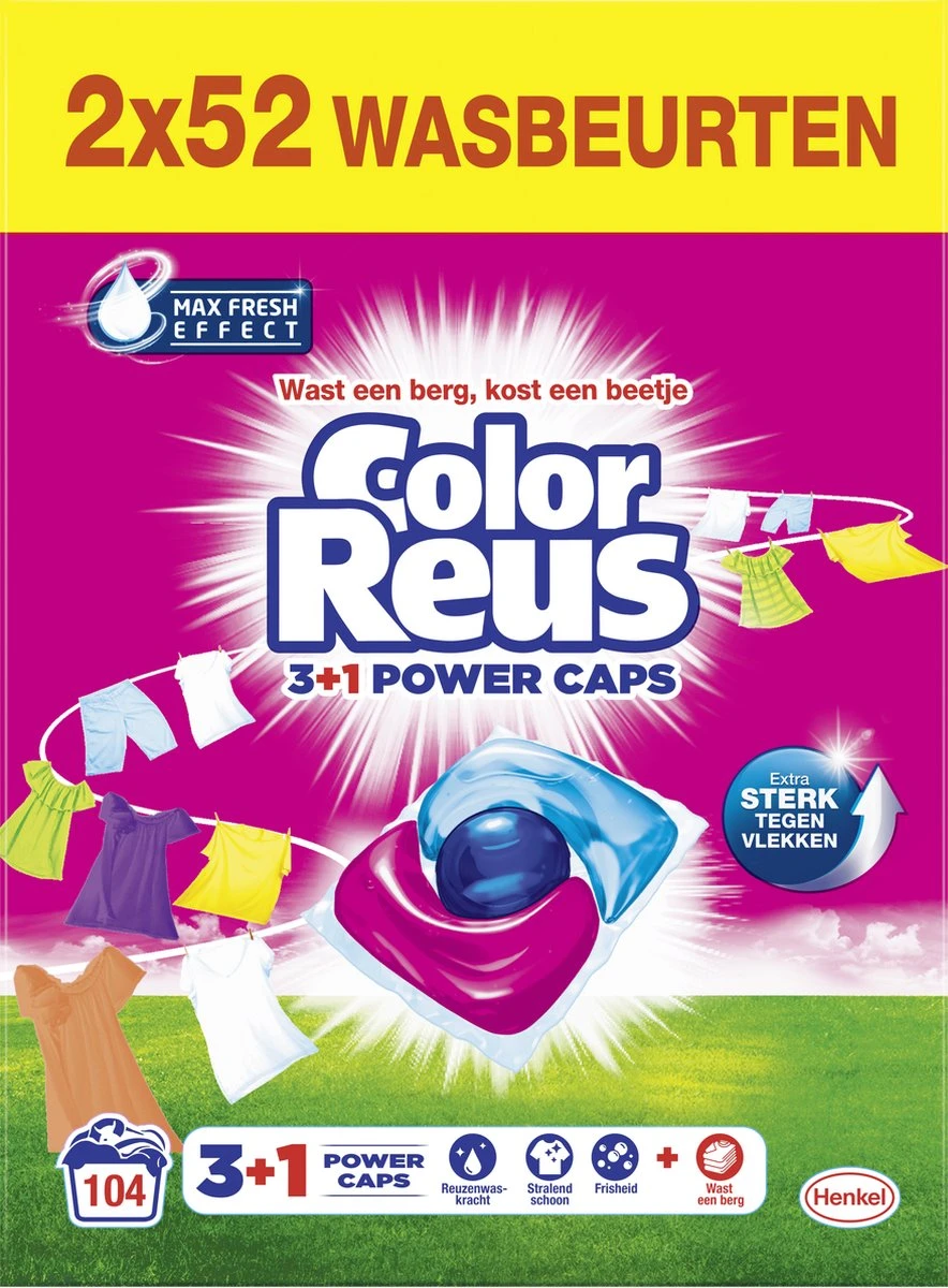 Color Reus Power Caps Wascapsules - Wasmiddel Capsules - Voordeelverpakking - 2x52 wasbeurten Color Reus Power Caps Wascapsules - Wasmiddel Capsules - Voordeelverpakking - 2x52 Wasbeurten -Huishoudelijke Artikelen Winkel