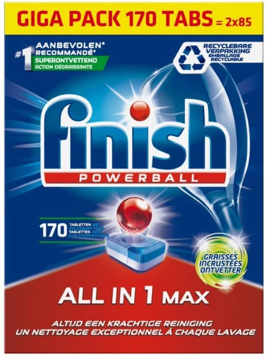 Finish All in 1 Max Ontvetter Vaatwastabletten - 170 Tabs - Voordeelverpakking Finish All In 1 Max Ontvetter Vaatwastabletten - 170 Tabs - Voordeelverpakking -Huishoudelijke Artikelen Winkel 900x1200 4