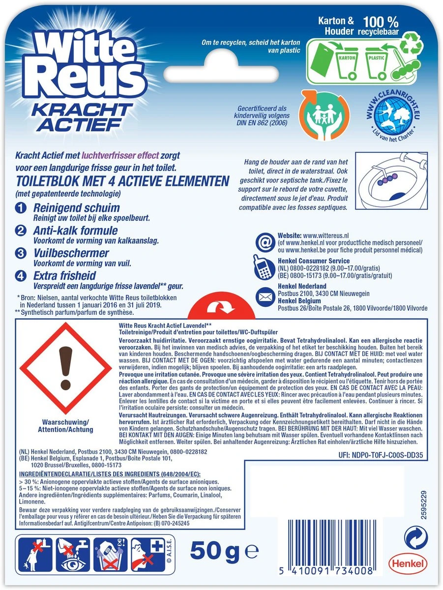 Witte Reus Kracht Actief Toiletblok - Lavendel - WC Blokjes Voordeelverpakking - 10 Stuks Witte Reus Kracht Actief Toiletblok - Lavendel - WC Blokjes Voordeelverpakking - 10 Stuks -Huishoudelijke Artikelen Winkel 901x1200 4