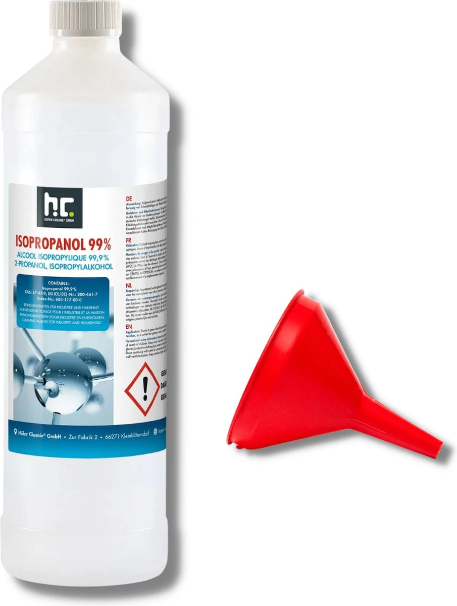 Isopropyl Alcohol - Isopropanol - IPA - Isopropyl - 99,9% Zuiver - 1000ml - Inclusief Trechter Isopropyl Alcohol - Isopropanol - IPA - Isopropyl - 99,9% Zuiver - 1000ml - Inclusief Trechter -Huishoudelijke Artikelen Winkel 905x1200 3