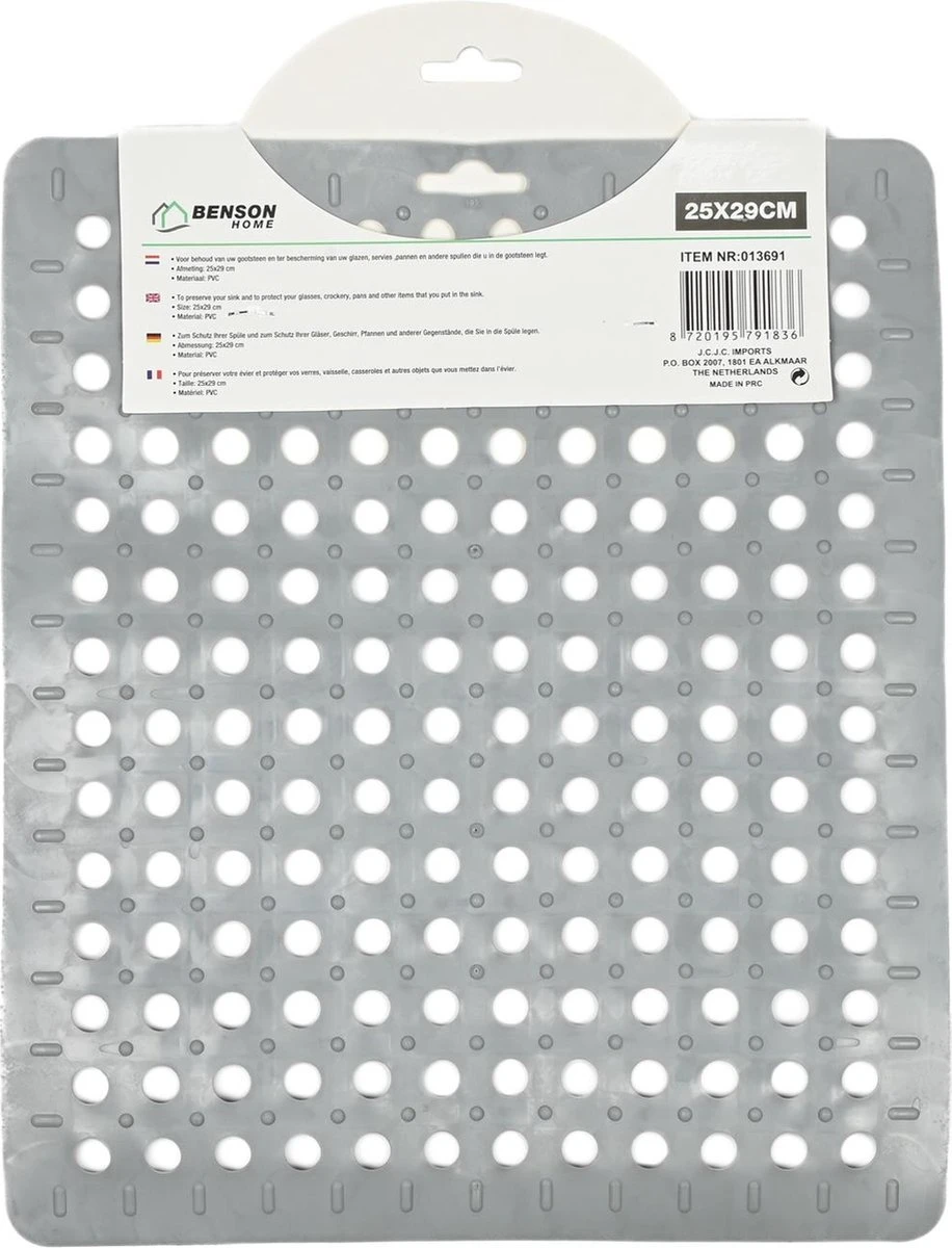 Gootsteenmat PVC vierkant grijs 28 cm Merkloos Gootsteenmat PVC Vierkant Grijs 28 Cm -Huishoudelijke Artikelen Winkel 916x1200 1