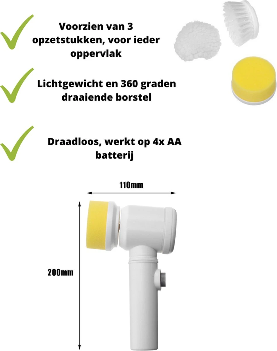 V&P Magic Brush - Elektrische Multifunctionele Schoonmaakborstel - 3 Opzetstukken - Wasborstel - Poetsmachine - Schrobborstel - Handborstel - Werkborstel - Schrobber - Boorborstel - Schoonmaakmiddelen - Reinigingsborstel V&P Magic Brush - Elektrische Multifunctionele Schoonmaakborstel - 3 Opzetstukken - Wasborstel - Poetsmachine - Schrobborstel - Handborstel - Werkborstel - Schrobber - Boorborstel - Schoonmaakmiddelen - Reinigingsborstel -Huishoudelijke Artikelen Winkel 947x1200 5