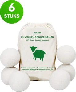Drogerballen - Droogballen Voor Wasdrogers - Wasdrogerballen, Wasbollen & Wasballen - 100% Diervriendelijk, Duurzaam & Herbruikbaar - Duurzaam Cadeau - Energie Besparen - RWS Wol & Zero Waste - 6 Stuks Van Zivanto